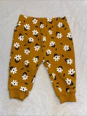 PL Baby Kids Mustard Floral Jogger Pants with Elastic Waistband 6 months baby